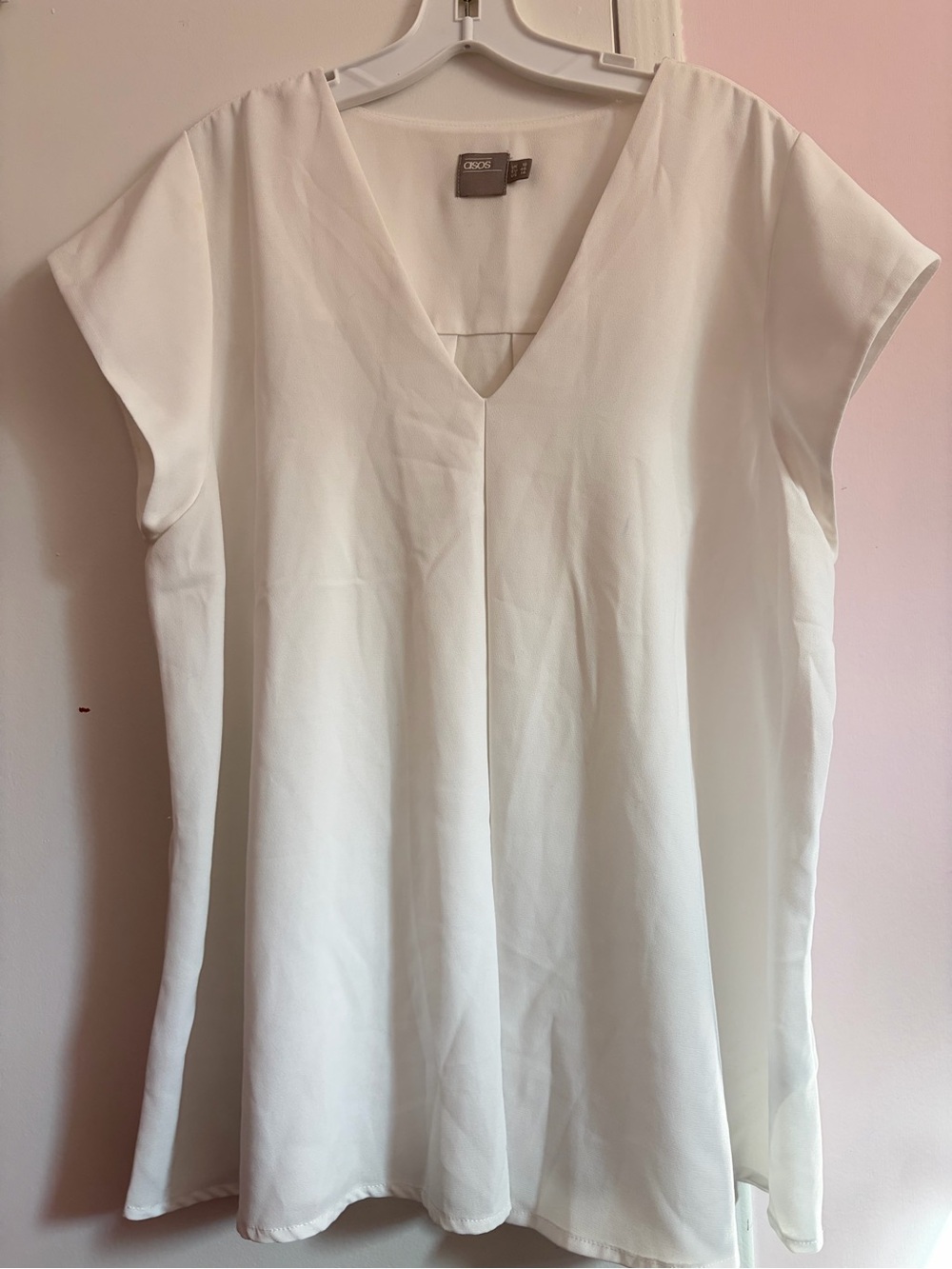 ASOS White V-Neck Cap Sleeve Tunic Top